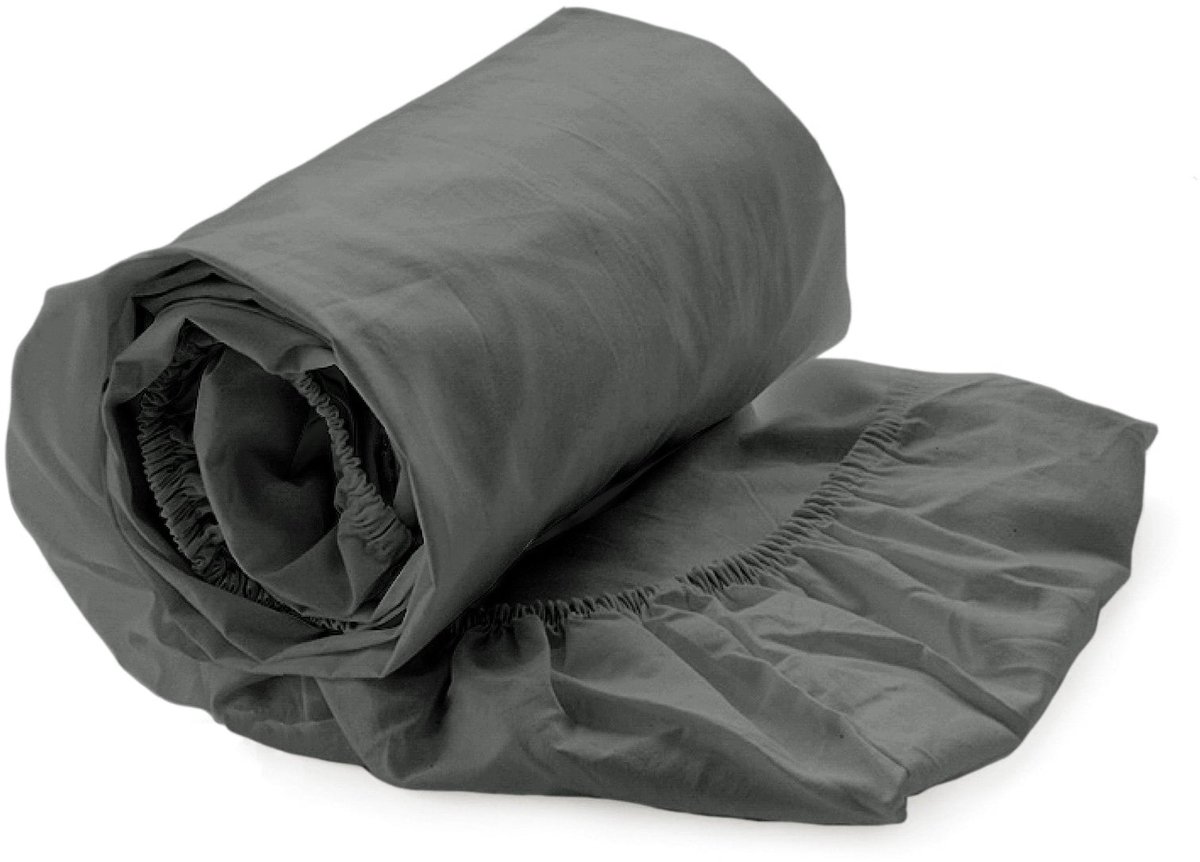 Yellow Hoeslaken Katoen Perkal 40cm Hoekhoogte Suite Mumbai - Beluga Grey - 140x200 cm - 100% Katoen-Perkal - Tweepersoons