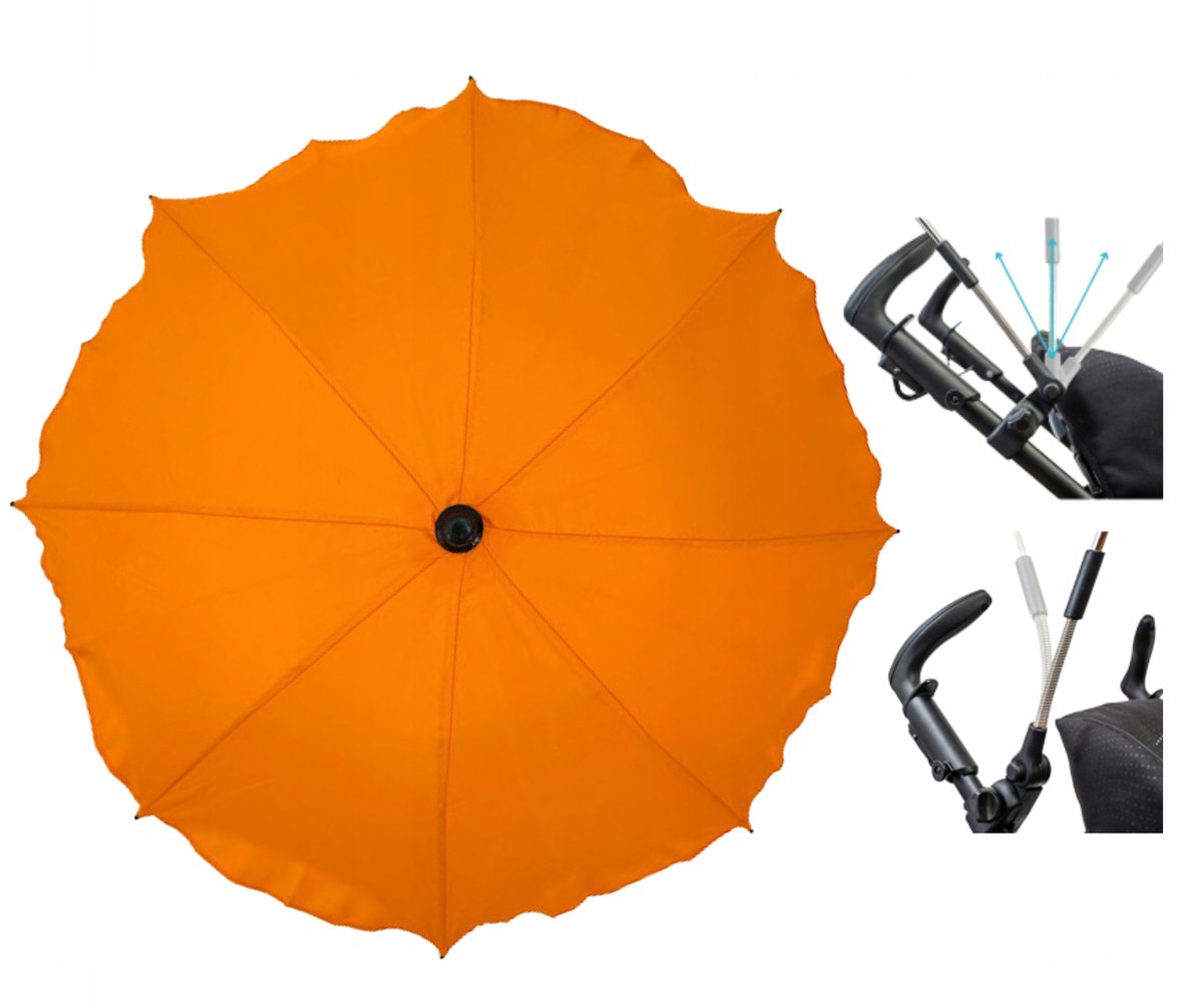 Oranje Kinderwagenparasol UV50+ 75cm - Bescherming tegen zon & regen