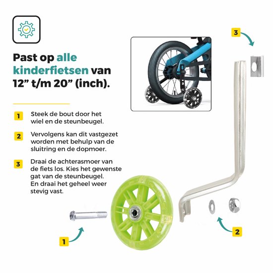 Voltano Zijwieltjes LED Verlichting - Groen - 12-20 inch Zijwielen van Voltano — afbeelding 5