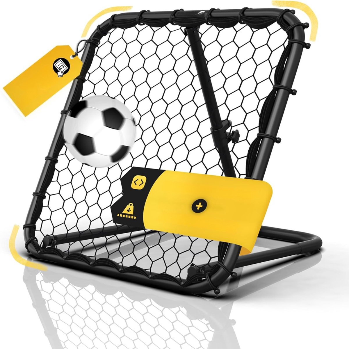 VIN® Rebounder voetbal - Rebounder – Stuitbaltrainer – Verstelbaar – Bouncer – Trainingsmateriaal – 83 x 83 cm - Zwart