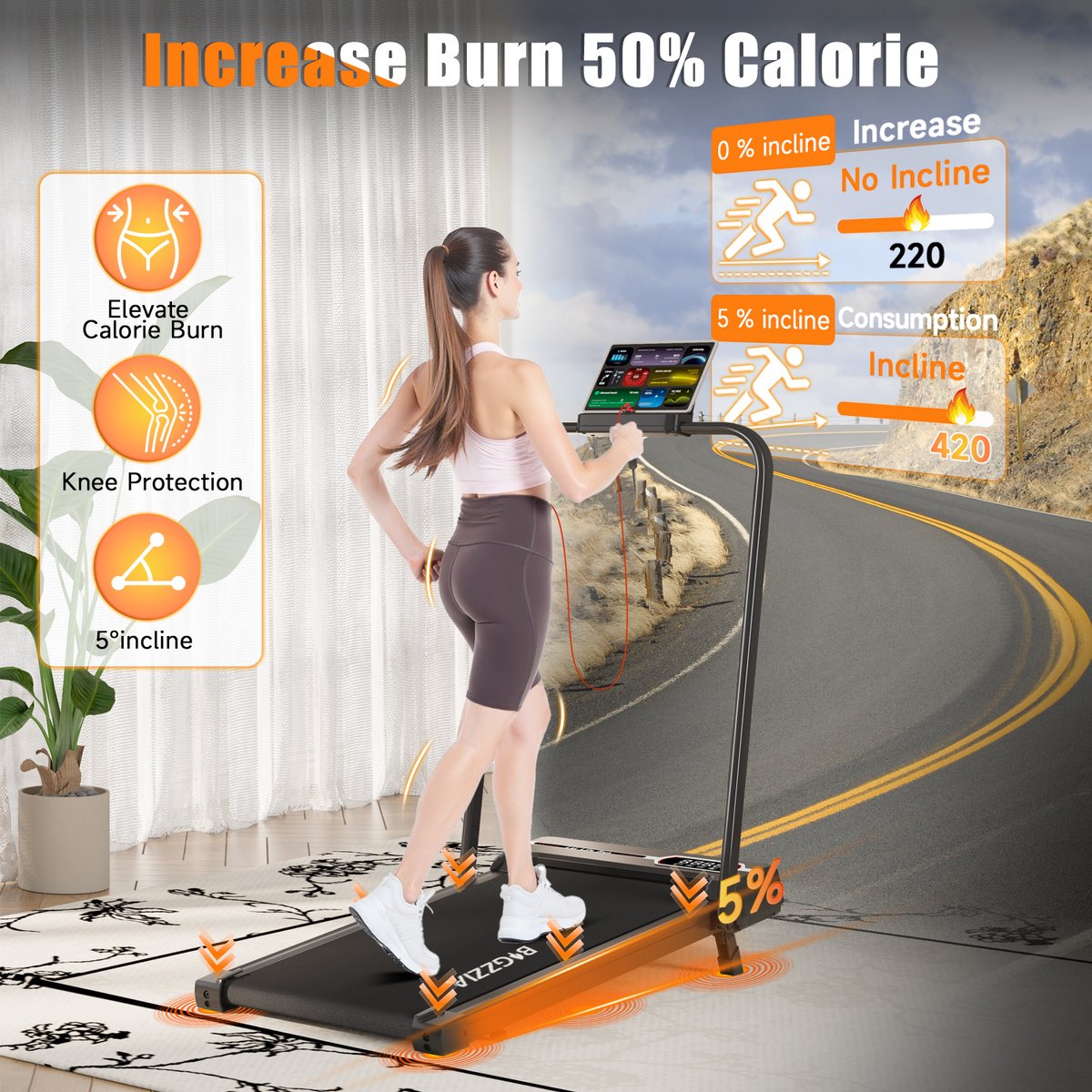BIGZZIA 3-in-1 opvouwbare loopband met - afbeelding 3