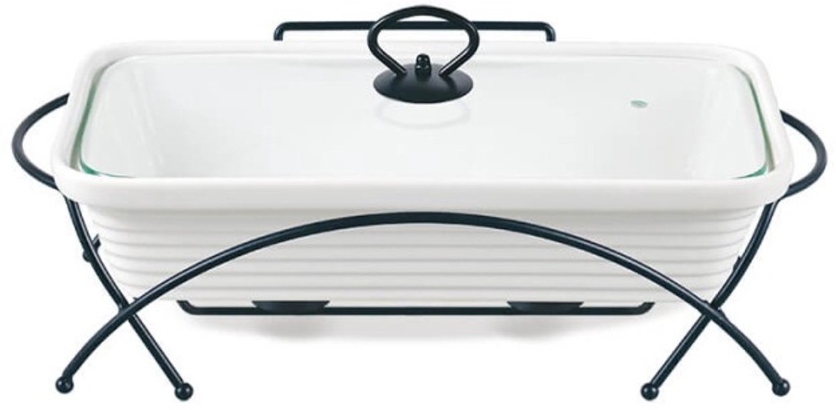Maestro - Voedselwarmer - Rechthoekige keramische voedselwarmer 2,4L - inclusief rooster en deksel met handgreep, MR-11562-73