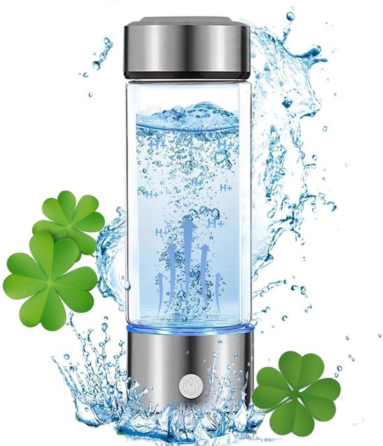 PQETBV Waterstofgenerator 420 Ml – USB-oplaadbare Waterfles, Voor Onderweg En Thuis, Zwart