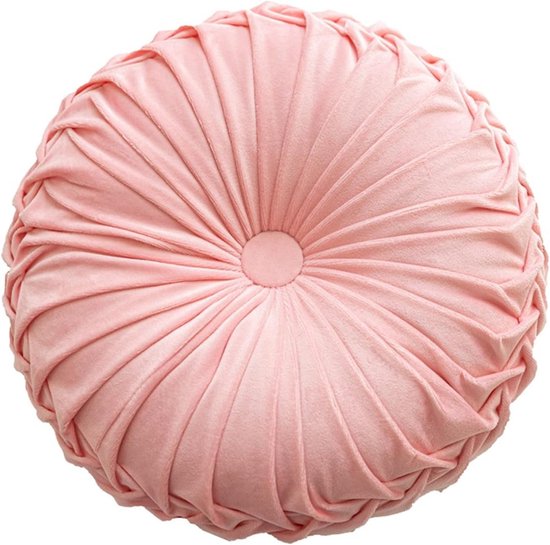 Sierkussen - Sierkussen rond - Sierkussen rond plissé - 13,7 pouces - Coussin de canapé - Tapis de sol - Kussen décoratif - Kussen futon sur roulettes - Convient pour canapés, lits, chaises du salon - 35 cm - Rose clair