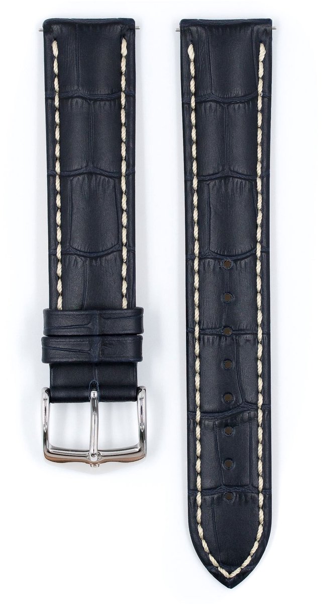 Hirsch Horlogeband - Modena Donkerblauw - Leer - 19 mm