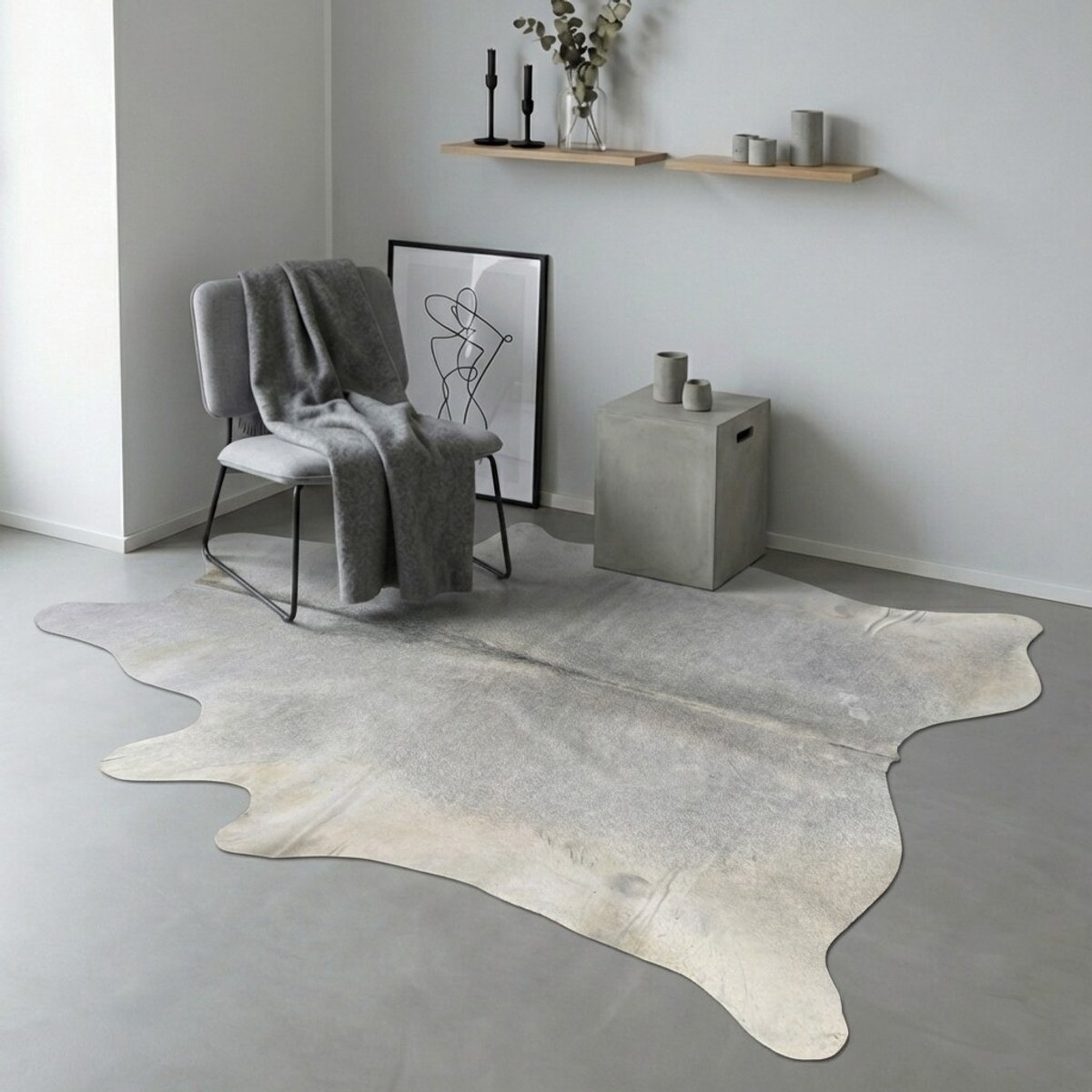 Koeienhuid Vloerkleed - Grijs / Taupe / 0148 - 211 x 197 cm - Koeienkleed / Koeienvel / Dierenvel / Dierenhuid / Koehuid Tapijt