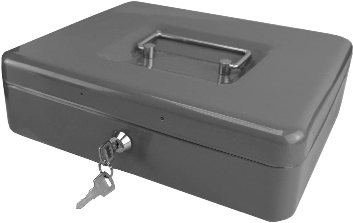 IMPERATORIS® Geldkistje Met Sleutel – Kassalade – Geldlade - Money Box – Spaarpot Volwassenen – Kluisjes Jongen Meisje Kinderen – Voor Markten, Winkels en Thuis - 20 x 16 x 9 cm - Zwart