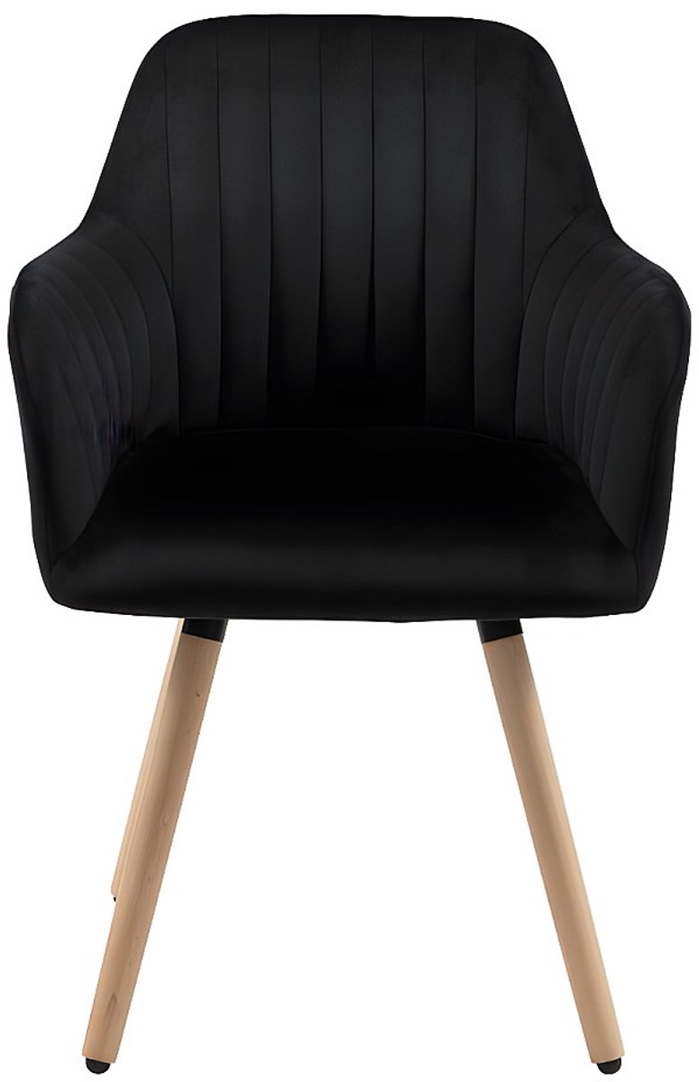Vente-unique Set van 2 stoelen met armleuningen ELEANA - Fluweel & Metaal met houteffect - Zwart