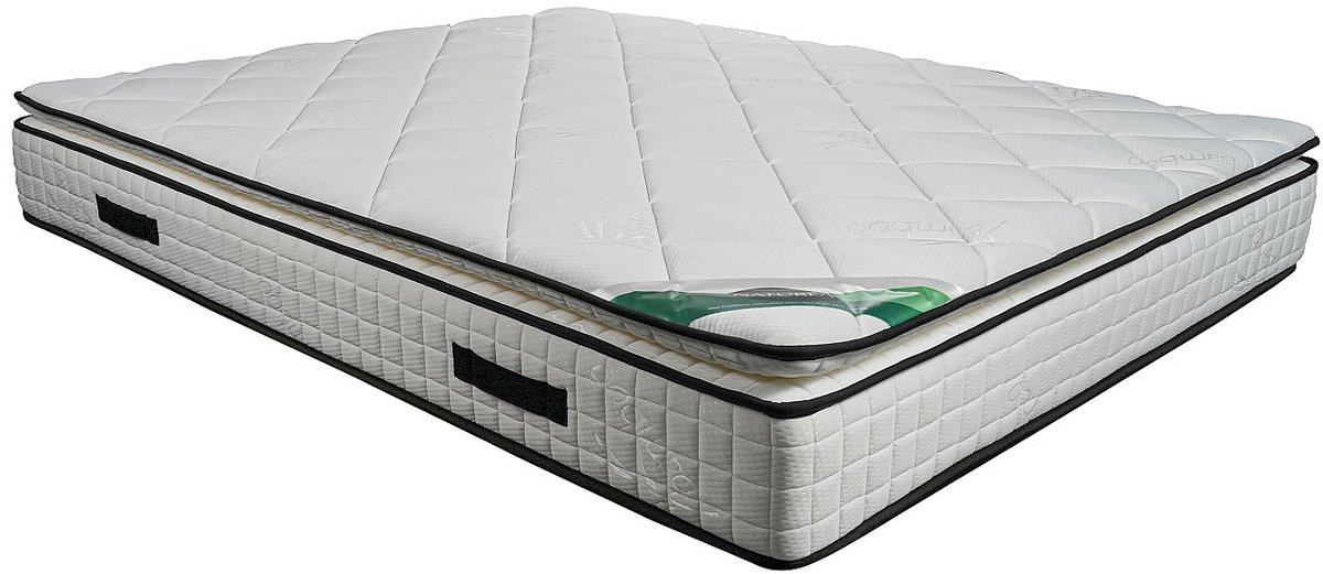 Vente-unique Set 160 x 200 cm bedbodem met opbergruimte, wit + matras van schuim en tijk van bamboe van 23 cm dik - ADANA van NATUREA