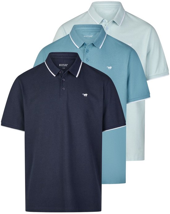 Mustang Heren Polo Mustang Pablo 3er Pack regular fit Veelkleurig 4XL Volwassenen - gemaakt van 100% katoen