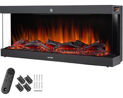 tectake® Wandhaard - Elektrische Haard - Sfeerhaard - 900W & 1800W - Bediening met…