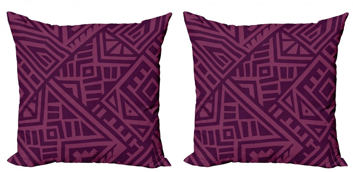 ABAKUHAUS etnische Kussenhoes Set – 2x50x50 cm – Dubbelzijdig Digitaaldruk – Rits – Lila/Magenta en Plum Lila Magenta
