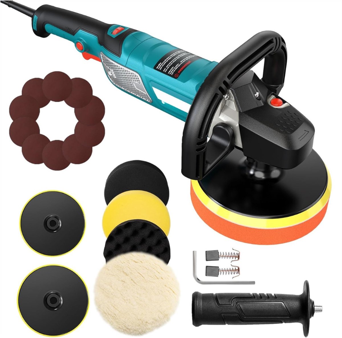 VIN® Polijstmachine - Poetsmachine Auto Met 6 Snelheden - 6 Polijstschijven – Poliermachine 1500W – Polijstmachines – Polijst Set
