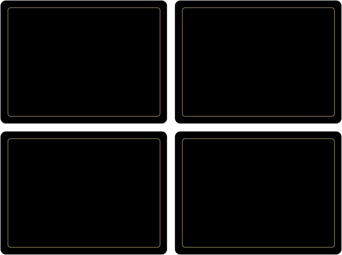 Zwart met gouden rand 4-Pack Placemats