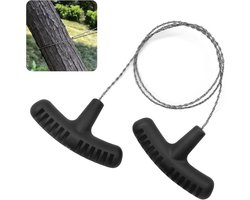 Draadzaag van roestvrij staal met een kunststof handvat en een zaagkabel van 69,5 cm (27,5 inch). Dit noodgereedschap voor het doorsnijden van kabels is geschikt voor kamperen, wandelen en het zagen van bomen en hout.