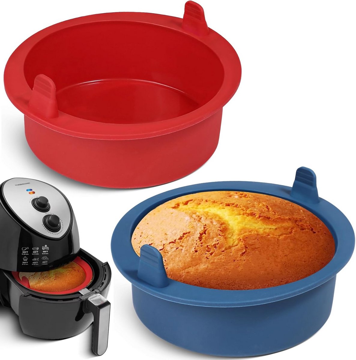 Mini taartvorm rond siliconen 16 cm voor airfryer - Set van 2 stuks