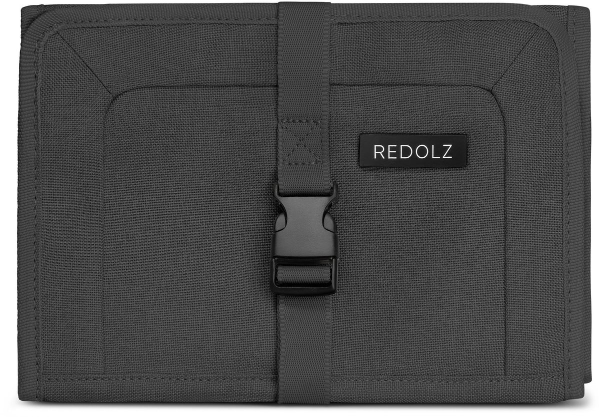 Redolz Essentials 12 toilettas / cosmeticarol26 cm ophangbaar - 2 L - Steeksluiting - black