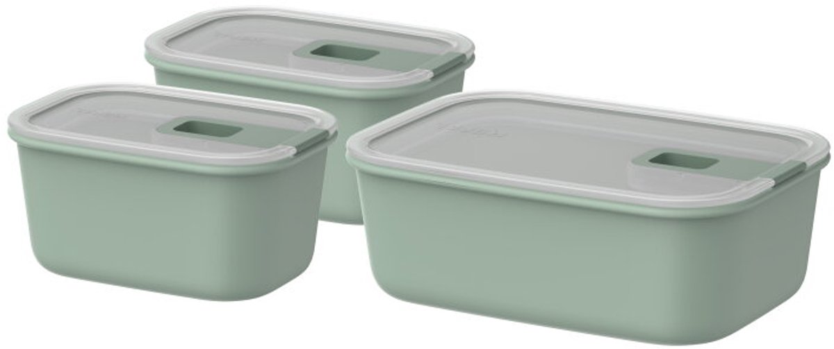 Mepal Vershouddoos set EasyClip - 2x 450 + 1000 ml - Vershoudbakjes met schuifsluiting - Geschikt voor magnetron. stoomoven. koelkast en vriezer - Nordic sage