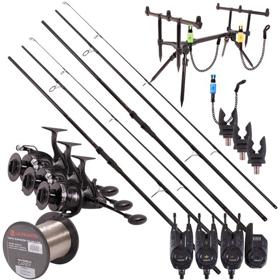 Ensemble de carpe triple canne Ultimate Adventure | Set carpe