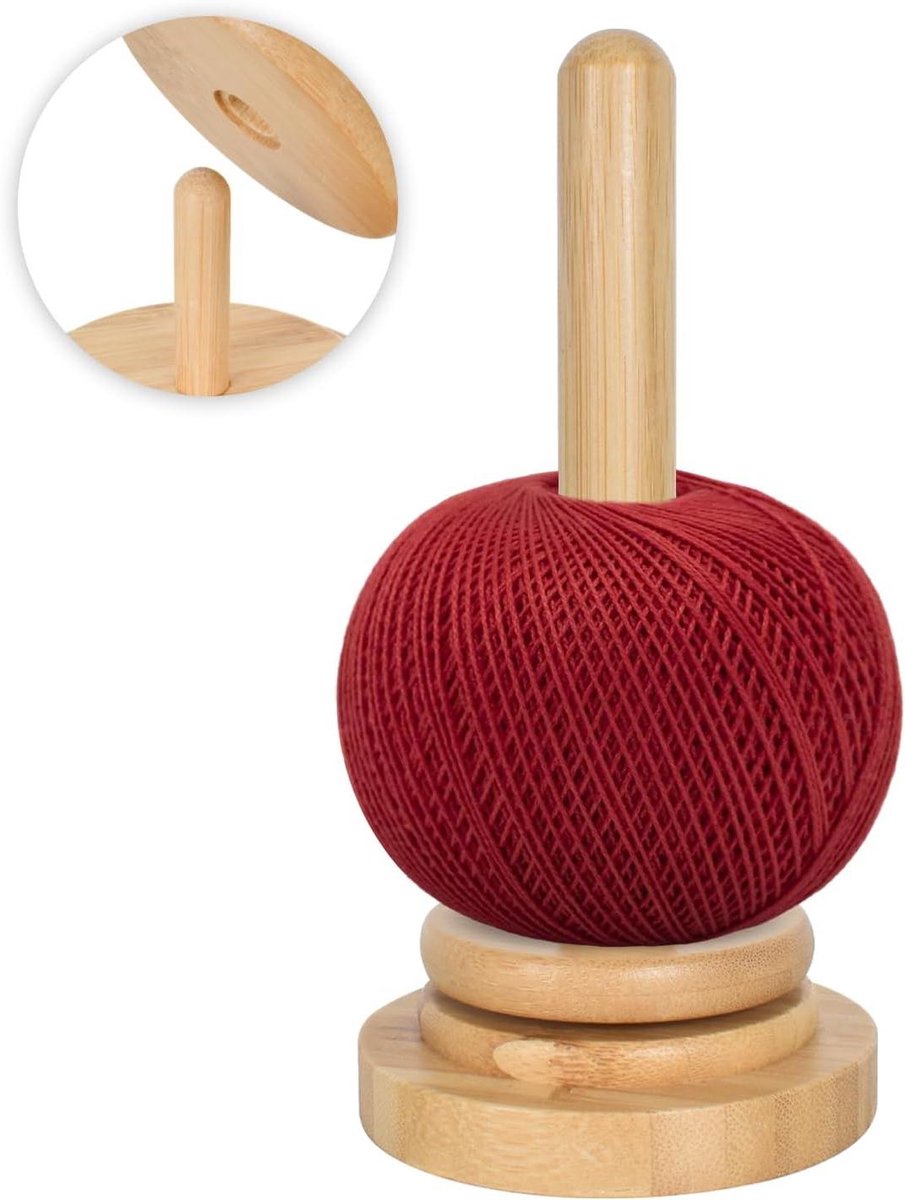 Ronte - Garenhouder voor haken en breien - Houten garenbalhouder - Roterende dispenser - Voorkomt verstrengeling van garen - Handige standaard voor breiliefhebbers