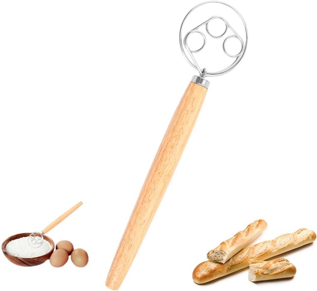 Grote Deeggarde van Roestvrij Staal voor Brood en Cake Beslag - Houten Handvat