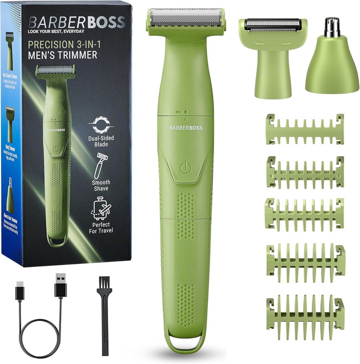 Multifunctionele Grooming Set 3-in-1 - Baardtrimmer, Haar, Neus- & Oortrimmer - Draadloos & Waterdicht