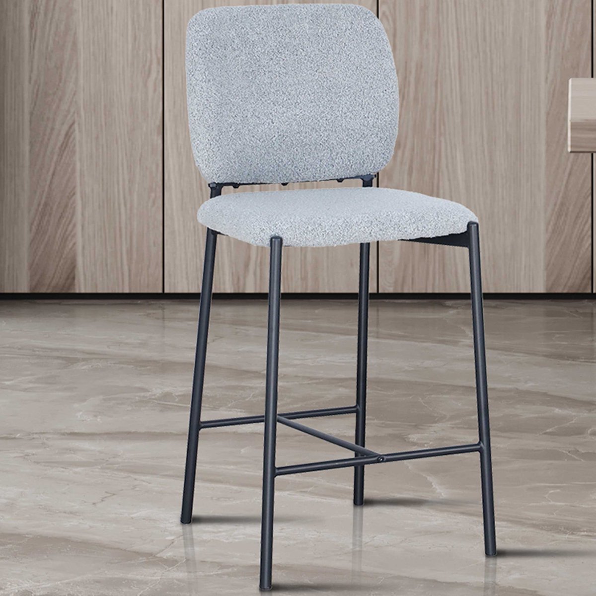 Rousseau Barstoel Sophia Lichtgrijs – Voor Keukeneiland – Zithoogte 66 cm – Gestoffeerd – Rousseau