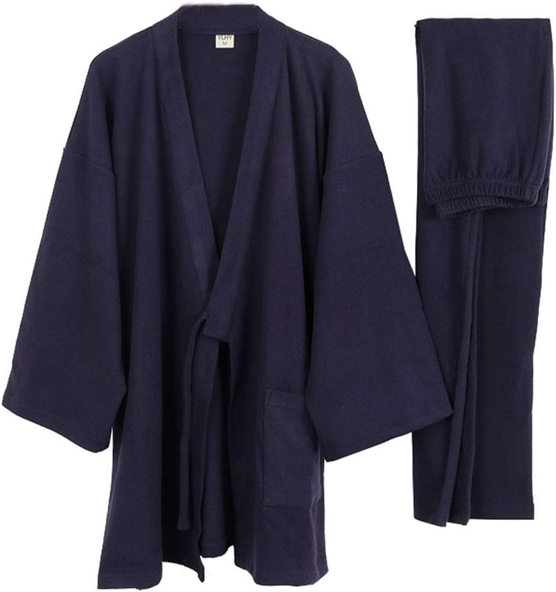 Japanse Katoenen Kimono voor Heren in Hanfu Stijl, Zen en Taoïstische Invloeden, Plus Size