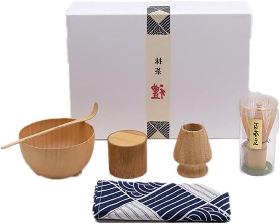 Matcha Kom en Garde Set 7 Stks - Bamboe Matcha Garde Met Houder, Glazen Kom, Thee Scoop, Zeef - Thee Ceremonie Set Matcha Kom en Garde Set 7 Stks - Bamboe Matcha Garde Met Houder, Glazen Kom, Thee Scoop, Zeef - Thee Ceremonie Set