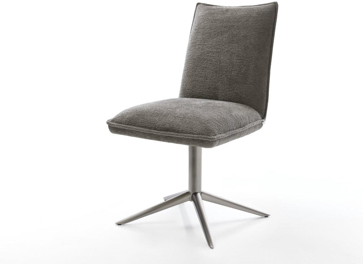 Eetkamerstoel Lelio-Flex kruispoot grafiet bouclé zacht mud 360° draaibaar rocker-functie pocketveer kern