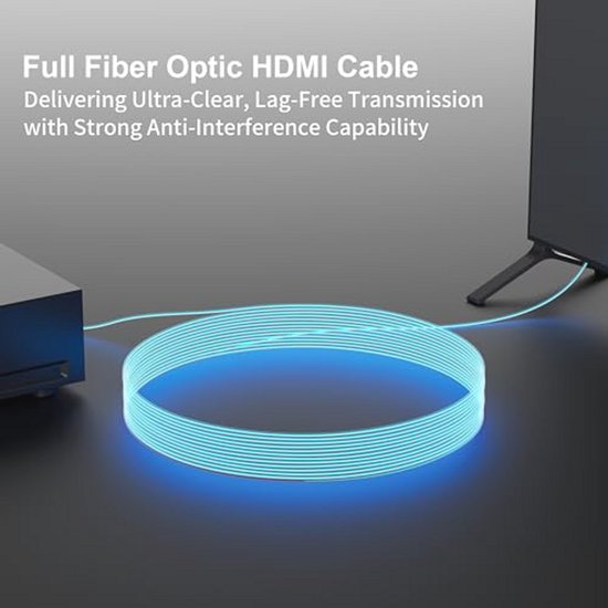 RUIPRO 8K HDMI-kabel van pure glasvezel, afneembaar, 25 m, 48 Gbit/s, ondersteuning 8K 60Hz, 4K 120Hz, dynamische HDR, eARC, compatibel met PS5/Xbox/TV/Blu-ray/Monitor — afbeelding 4