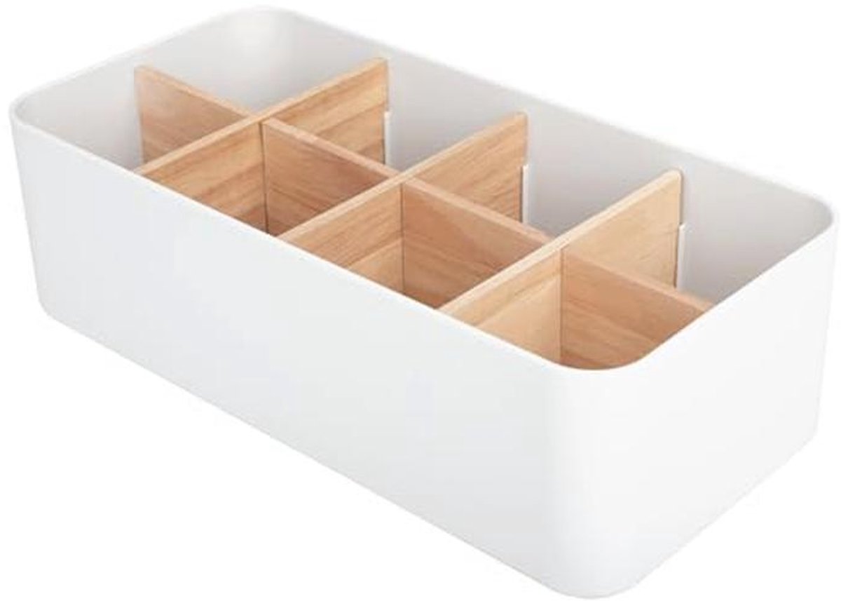 Bureau-organizer met 8 Vakken van Bamboe - Multifunctionele Opbergdoos voor Pennen, Cosmetica en Smartphones