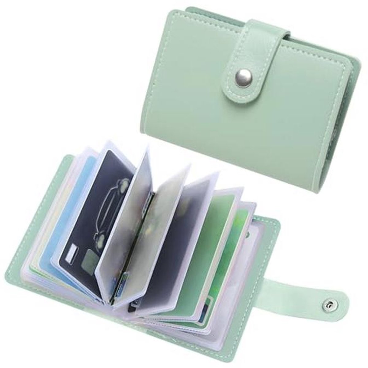 Creditcardhouder van leer met 26 vakken, ID-houder met RFID-bescherming, ideaal voor creditcards en munten