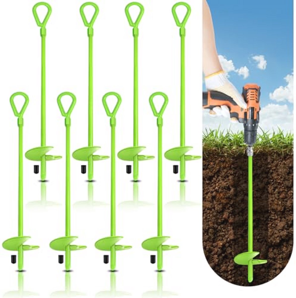 8 stuks 45,7 cm aarde grondanker, zware grondanker schommel set ankers, aardankers voor trampoline, tenten, camping, schuur, luifels, metalen trampoline-ankerkit adapter niet inbegrepen