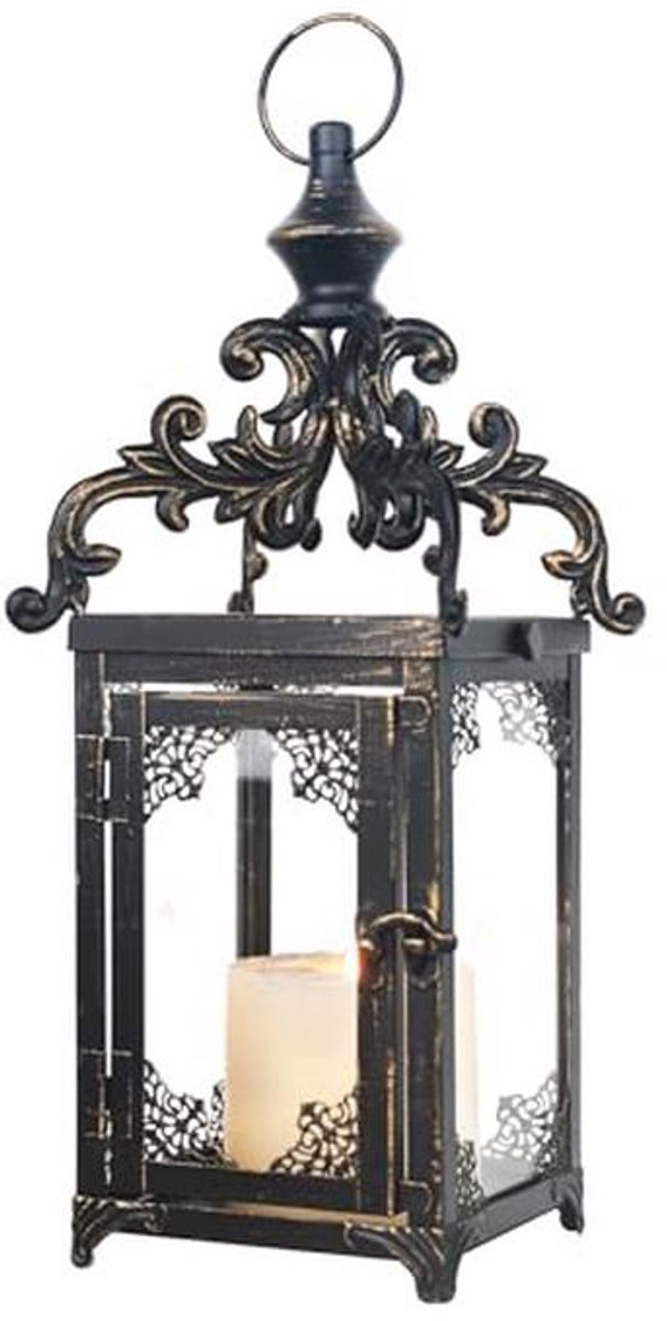 Decoratieve hanglantaarn van metaal voor buiten - Vintage rustieke tafellantaarn met helder glas
