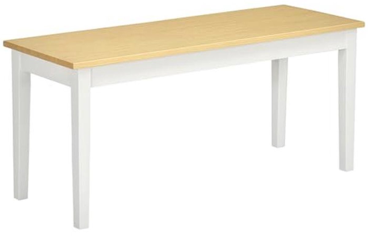 Houten bank voor 2 personen - Natuurlijk en wit - Tijdloos design - 102 x 36 x 45 cm