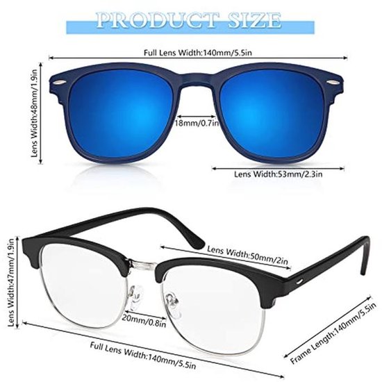 Unisex Brillenframe met Magnetische Clip en Gepolariseerde Zonnebril — afbeelding 5