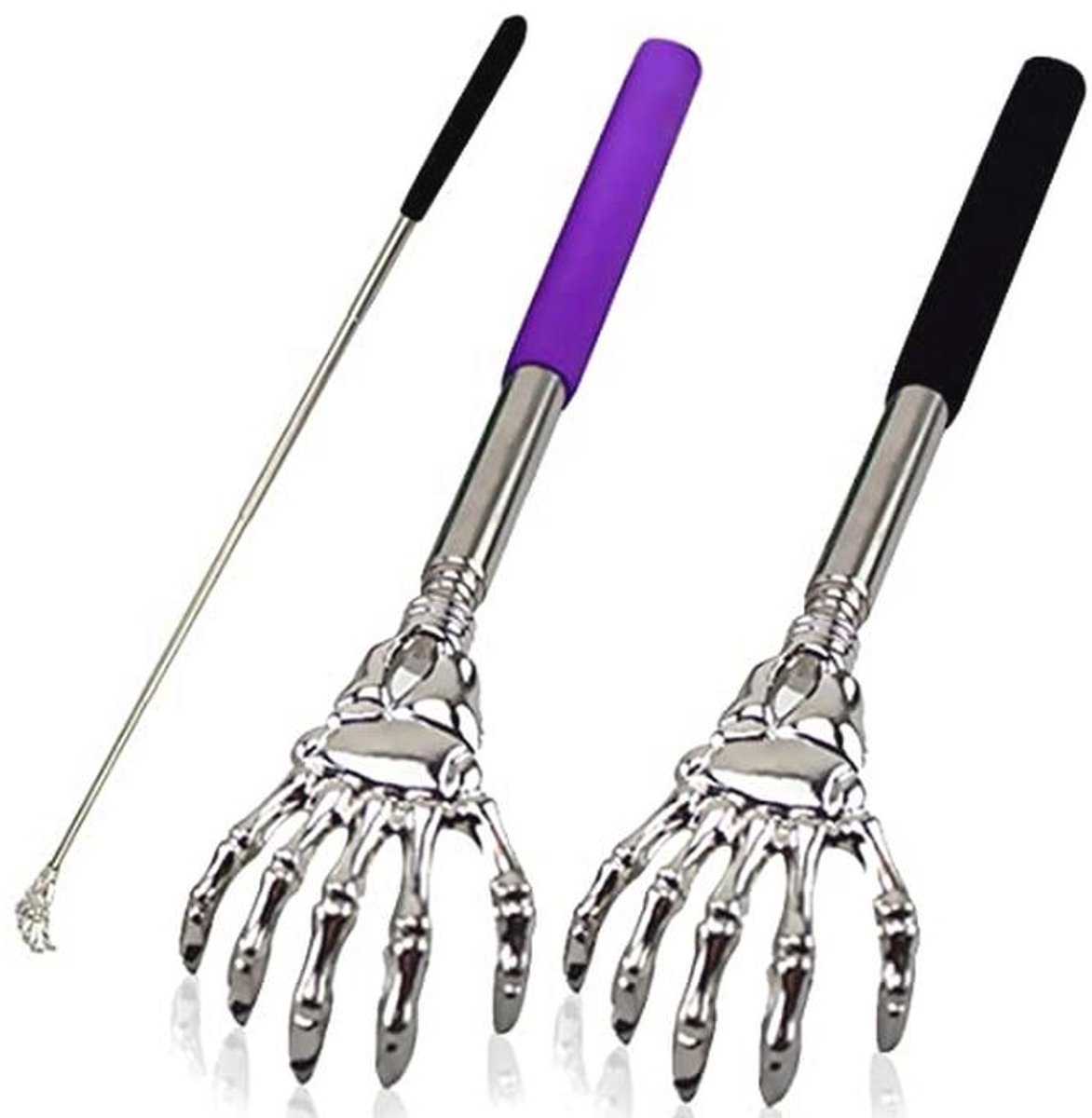Rugkrabberhanden set van 2, telescopische rugkrabber voor thuis en op reis, roestvrijstalen en uittrekbaar van 20 cm tot 56 cm