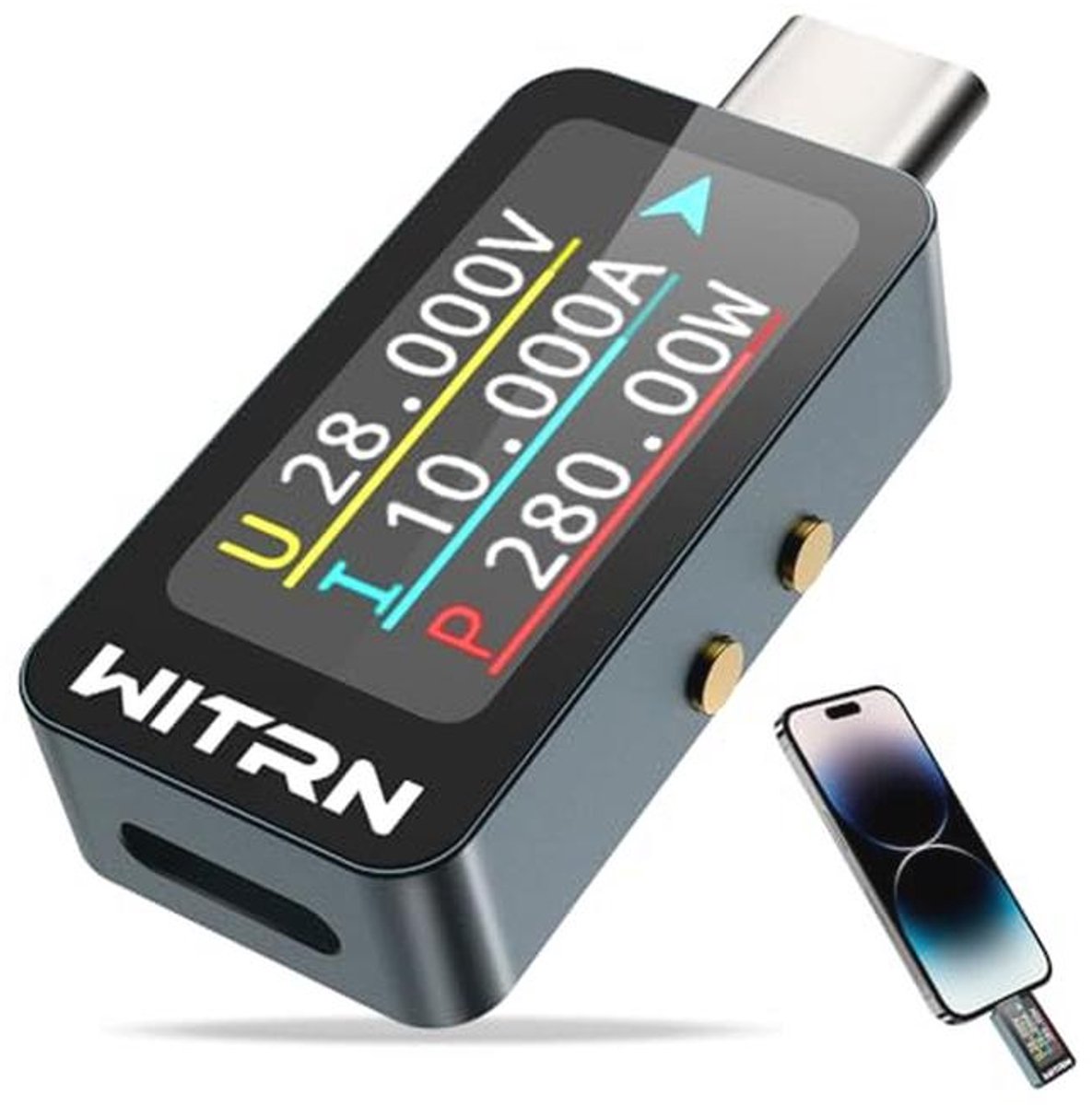 USB-tester 4-36 V Digitale Stroommeter Met IPS LCD