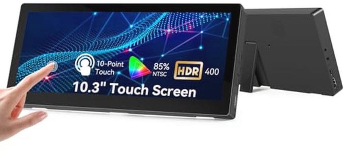 10,3 inch draagbare touchscreen-monitor met HDMI en USB-C - Ideaal voor onderweg