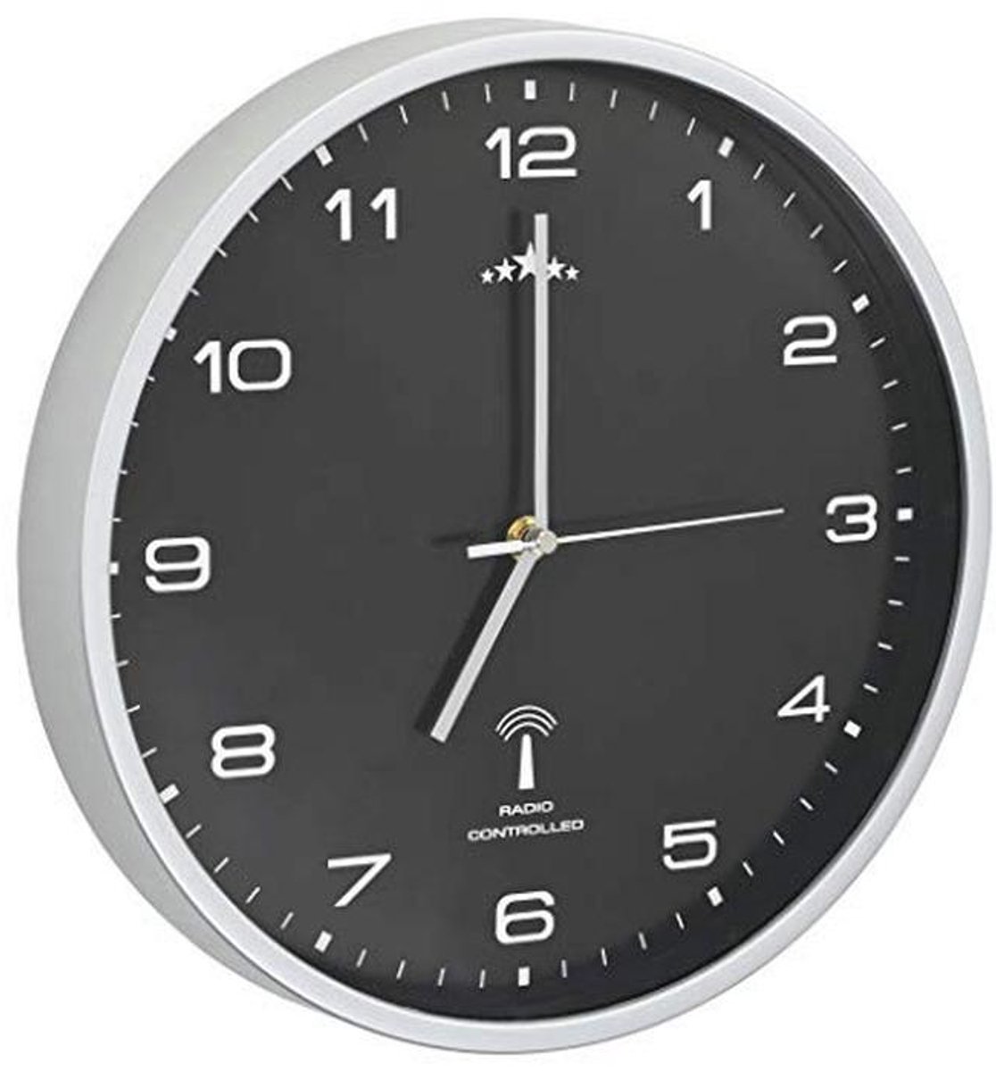 Wandklok Met Radiogestuurde Kwartsbeweging - Zwarte Klok 31 cm