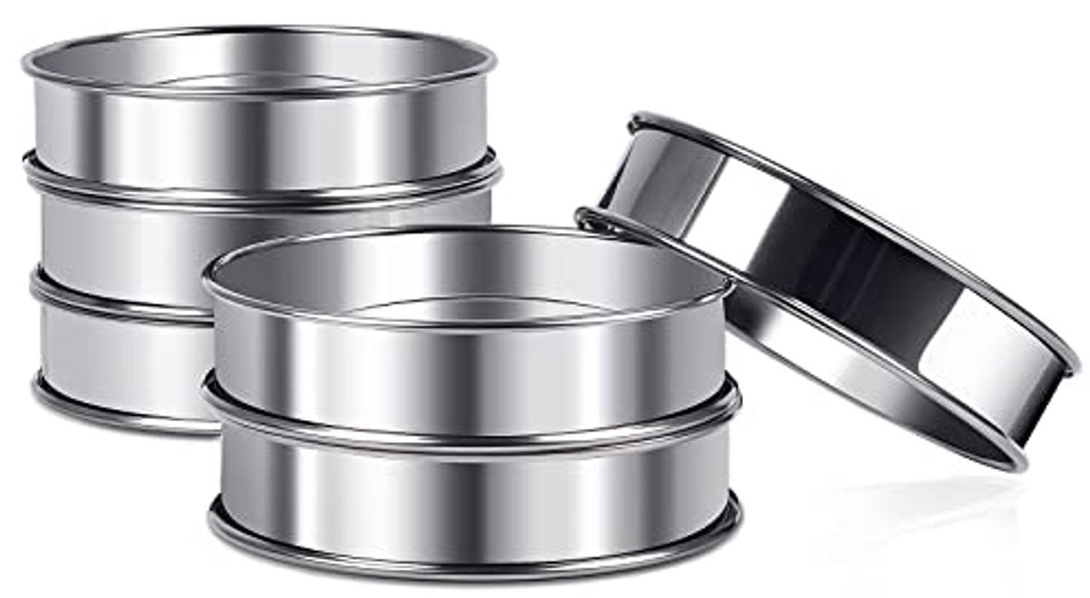 Muffin Ringen Set van 6 - Dubbelgewalst RVS Tartaans voor Bakken