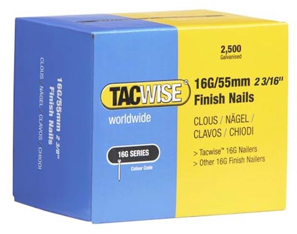 Gegalvaniseerde Afwerknagels 16G/55 mm - 2500 Stuks