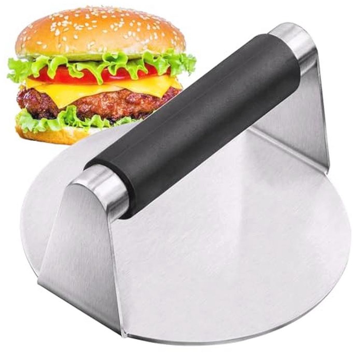 Professionele RVS Hamburgerpers - 14 cm voor Perfecte Hamburgers en Grillgerechten
