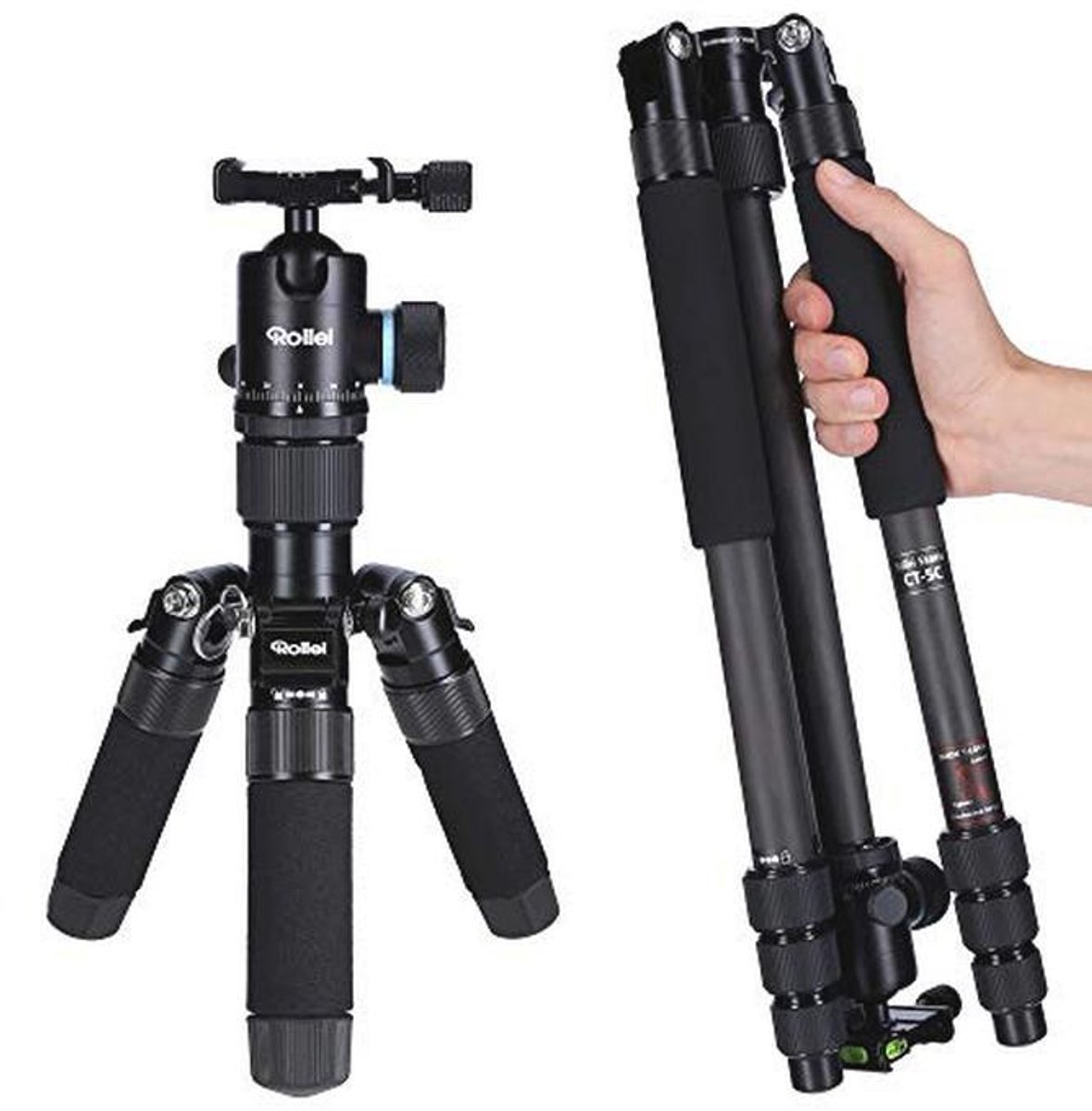 Carbon statief 3-in-1 met mini statief en hoog draagvermogen
