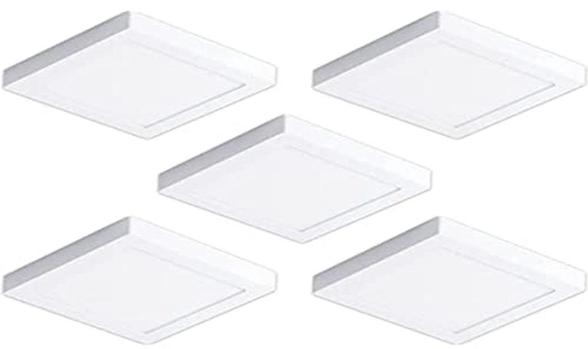 LED Inbouwlamp 20W Vierkant - Opbouwlampen voor Plafond - Neutraal Licht 4000K (Verpakking van 5)