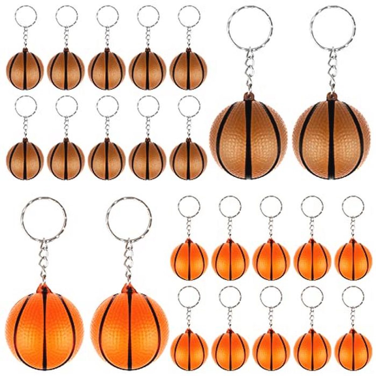 Basketbal Sleutelhangers Set van 24 - Perfect voor Kinderen en Feestjes