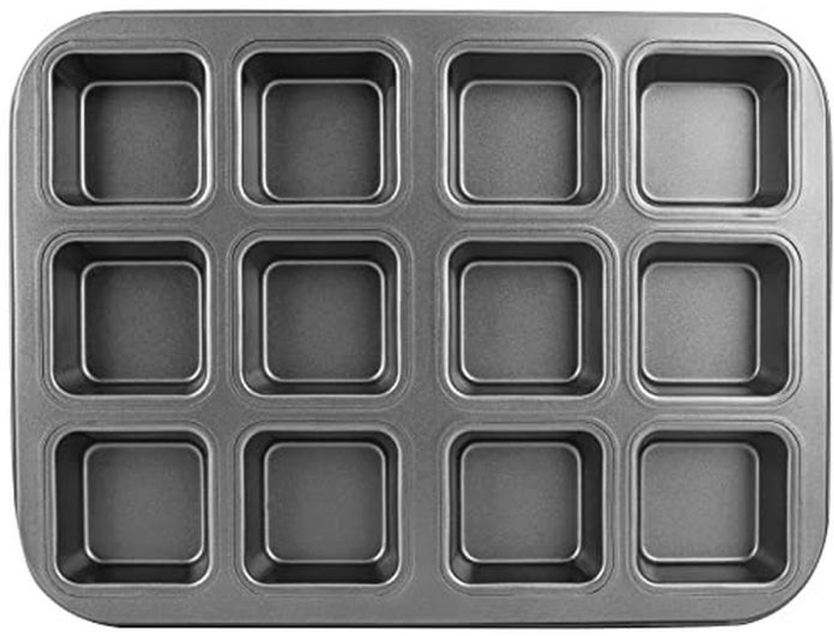 Brownie Pan met Verdeler - 12 Holte Mini Cake Bakvorm voor Cookies en Brood