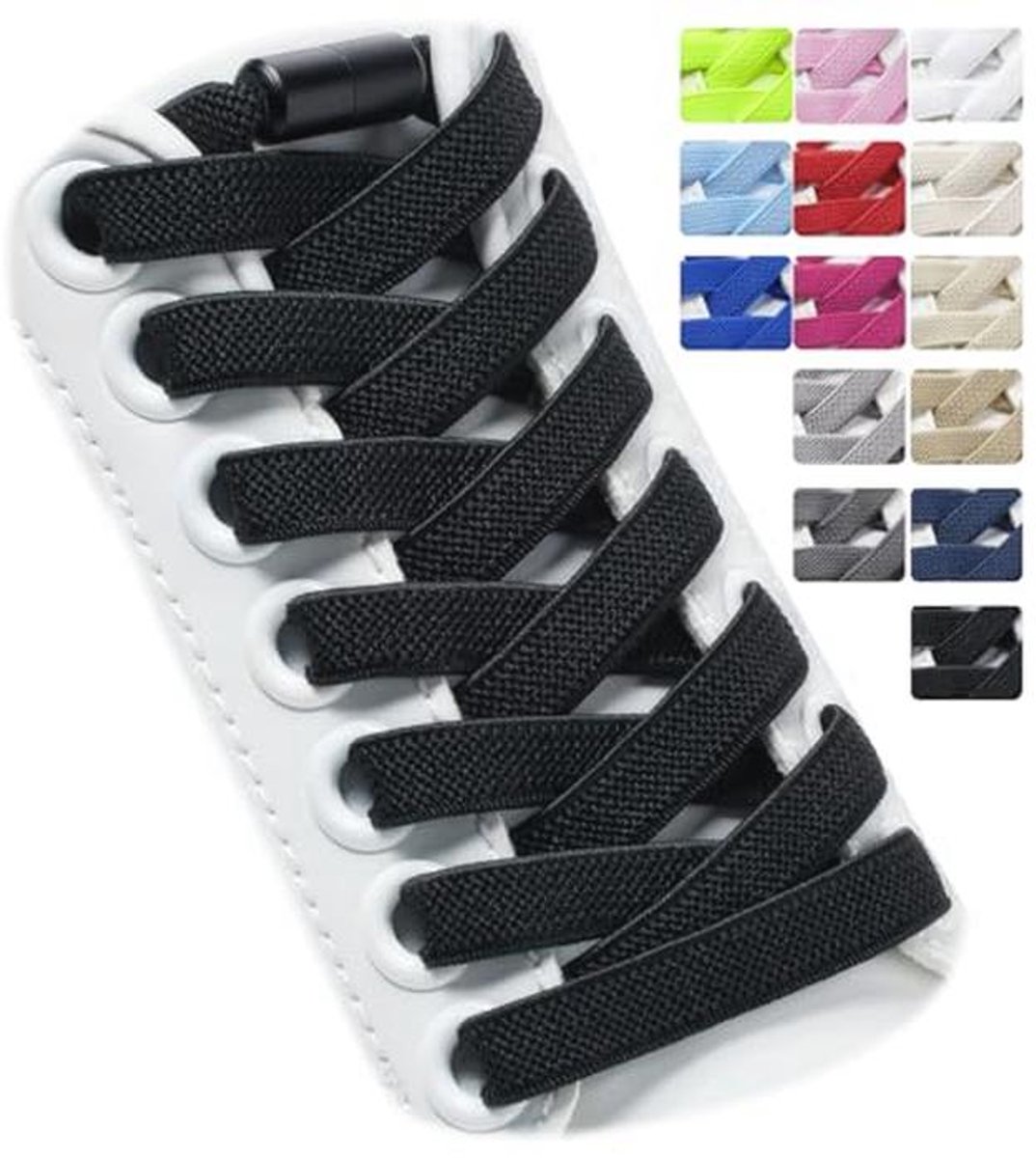 Elastische Schoenveters voor Kinderen en Volwassenen - Plat Met Metalen Gespen - No Tie Schoenveters