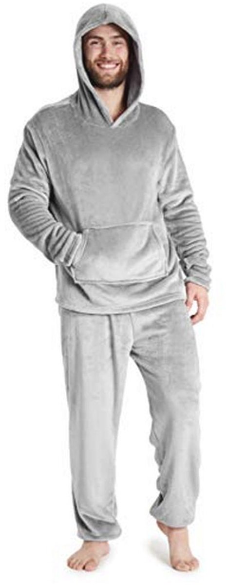 Warme Fleece Pyjamaset voor Heren met Pluizige Hoody
